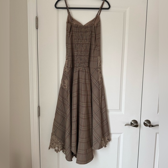 Mare Mare Ruffle Hem Slip Dress Brown Plaid Anthropologie BNWT small - Picture 7 of 9